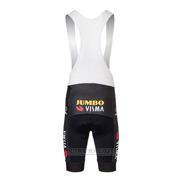 2022 Fahrradbekleidung Jumbo Visma Shwarz Orange Trikot Kurzarm und Tragerhose